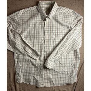 L.L. Bean Men’s XL Button Down Shirt White Check Long Sleeve Cotton